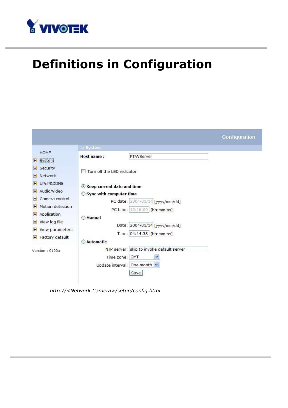 Definitions in configuration | Vivotek PT3122 User Manual | Page 30 / 64