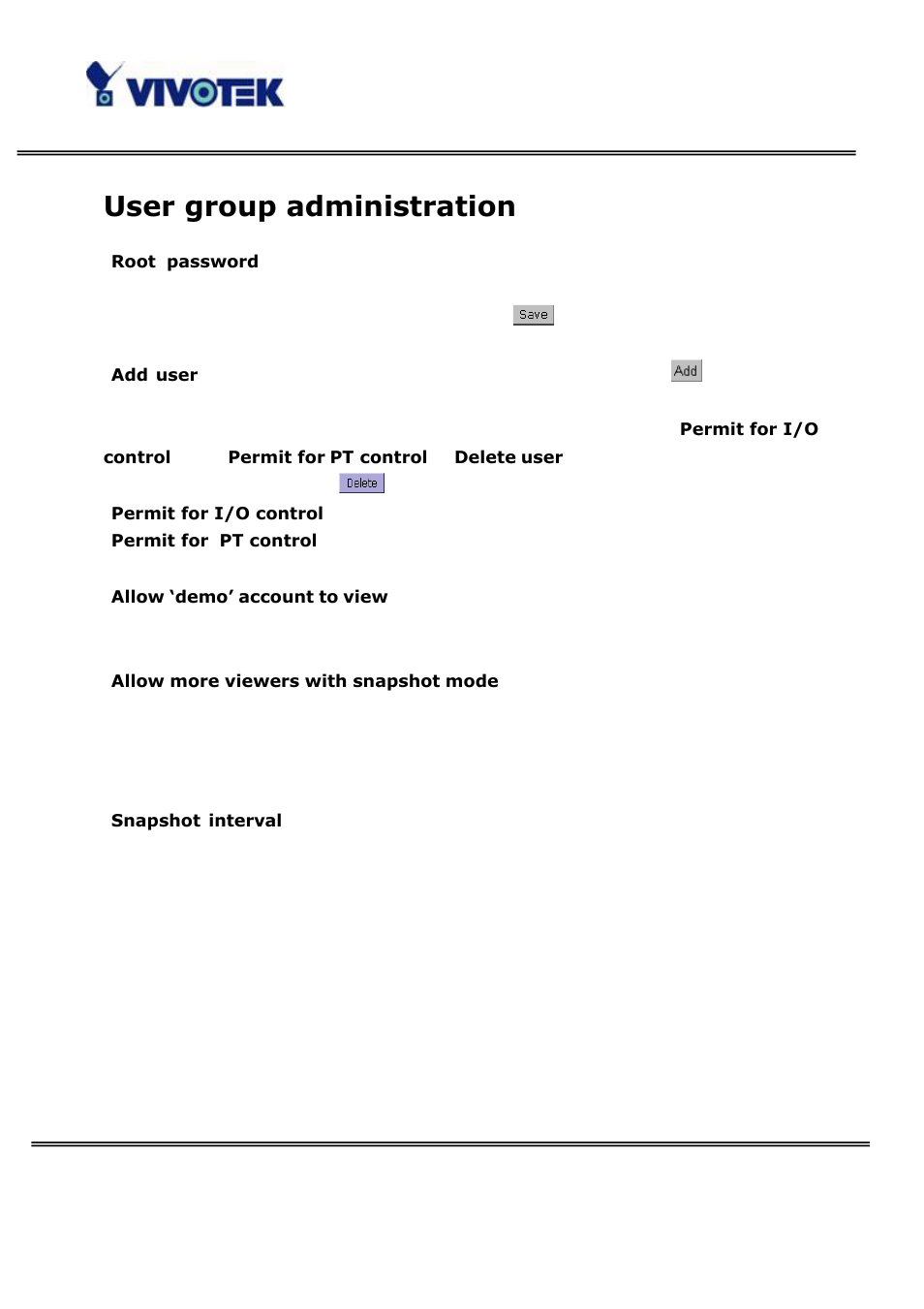 User group administration | Vivotek PT3122 User Manual | Page 32 / 64
