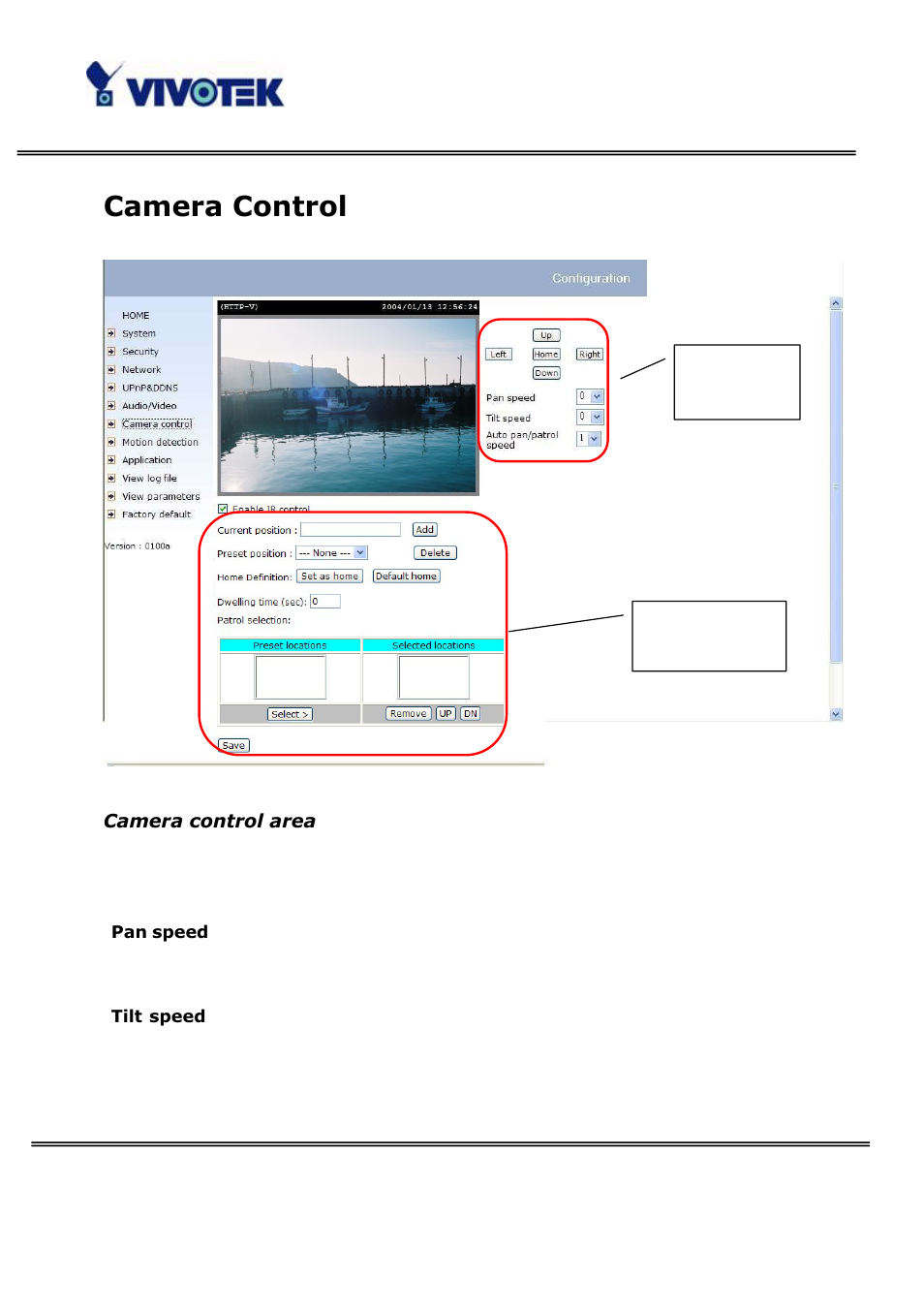 Camera control | Vivotek PT3122 User Manual | Page 39 / 64
