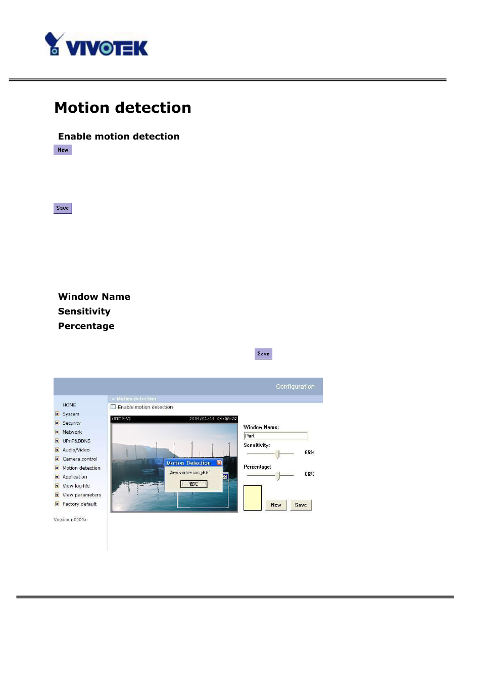Motion detection | Vivotek PT3122 User Manual | Page 41 / 64