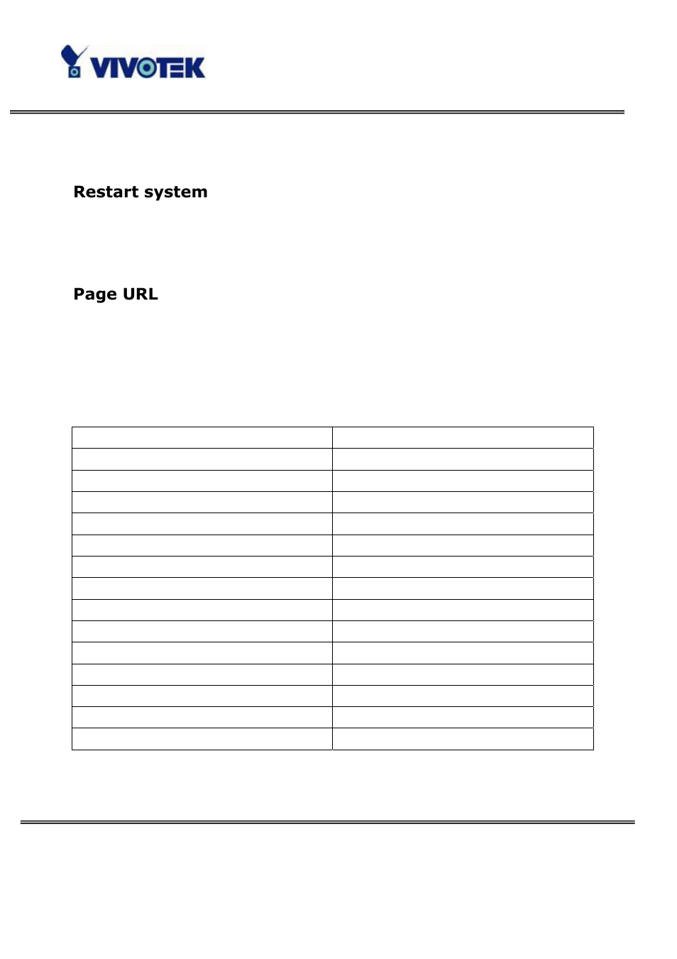 Restart system, Page url | Vivotek PT3122 User Manual | Page 51 / 64