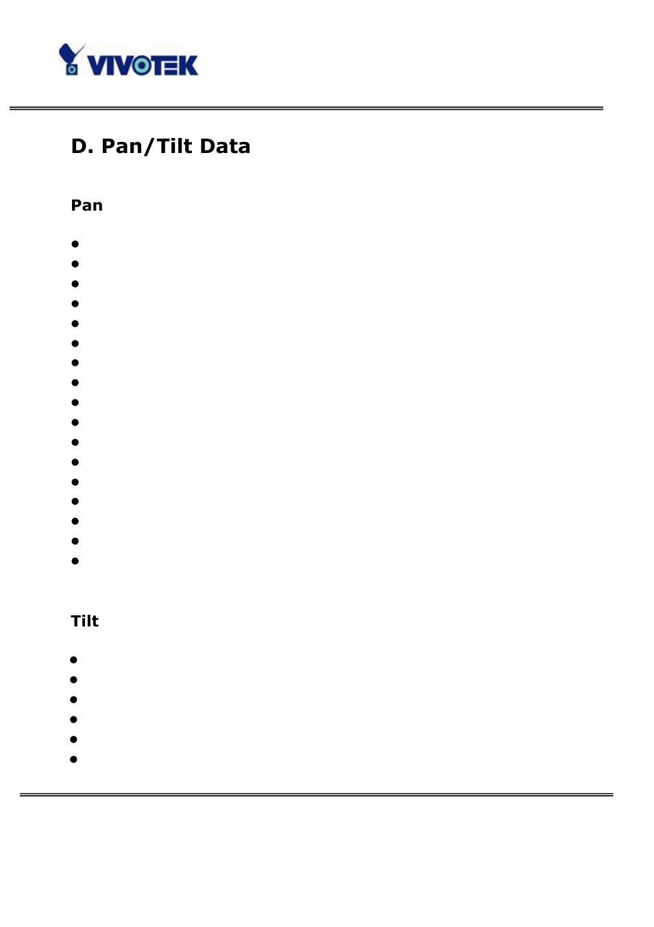 D. pan/tilt data, Tilt | Vivotek PT3122 User Manual | Page 61 / 64
