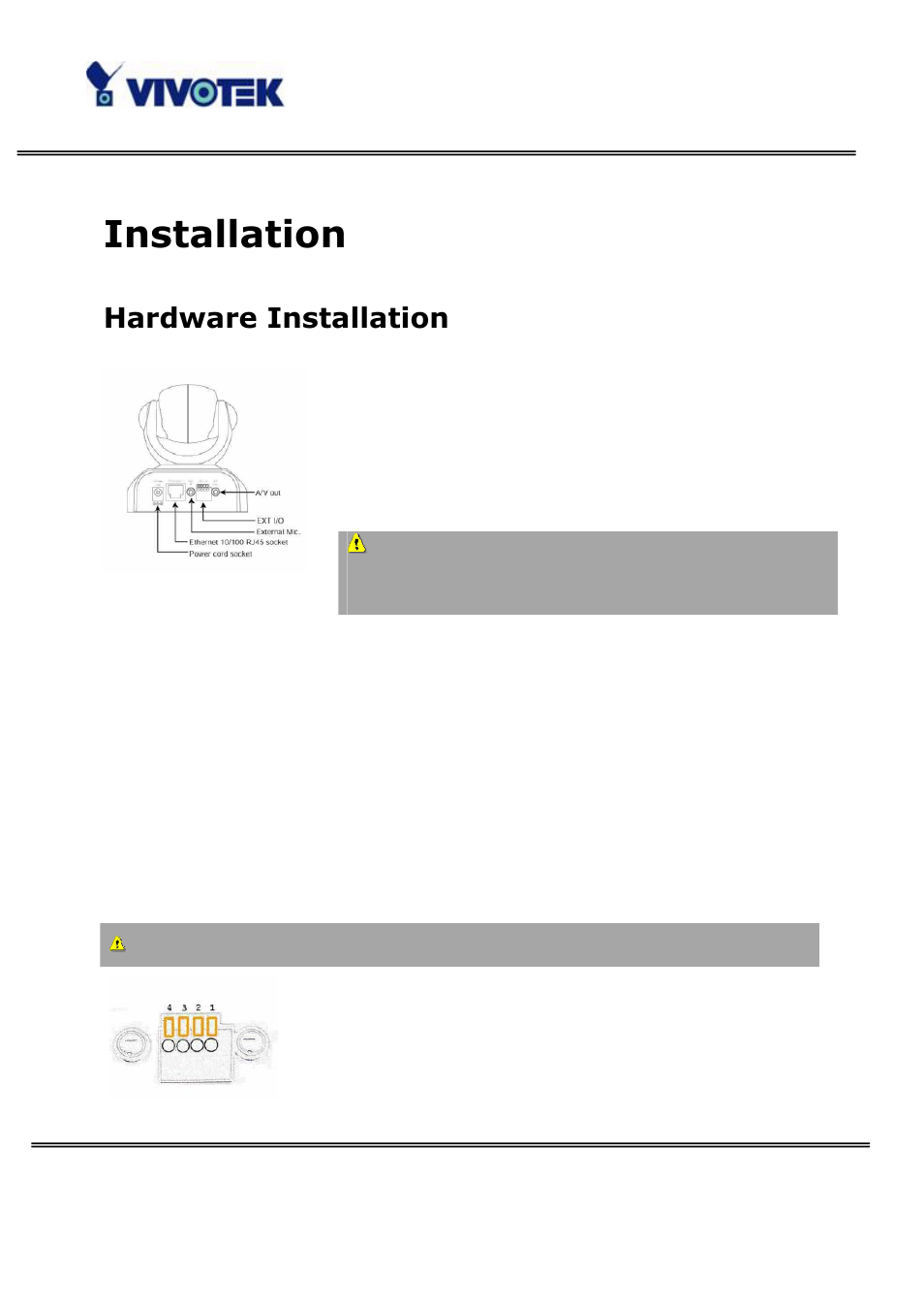 Installation, Hardware installation | Vivotek PT3122 User Manual | Page 7 / 64