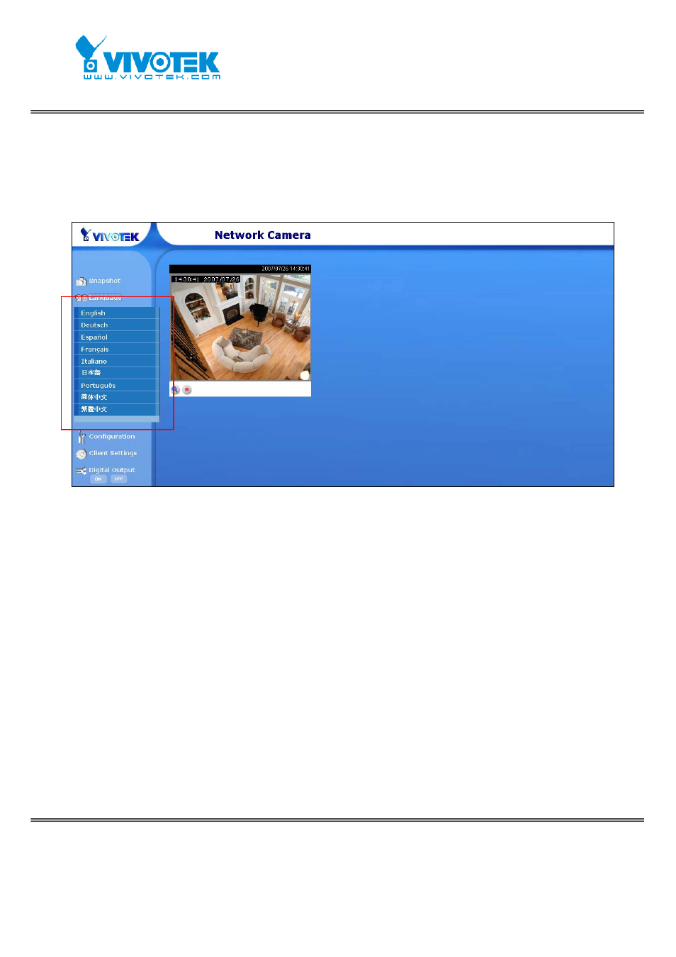 Language | Vivotek FD7131 User Manual | Page 19 / 104