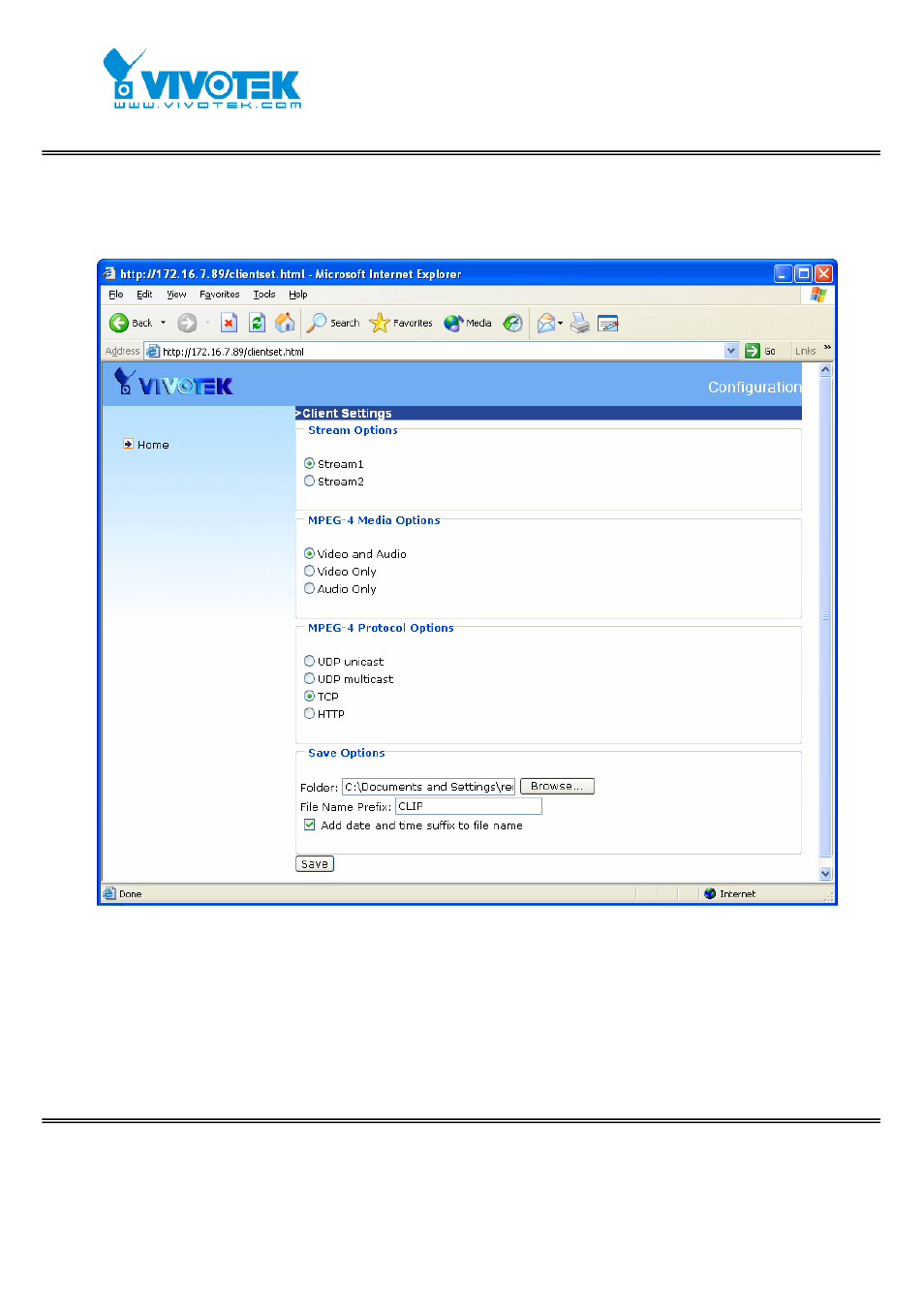 Client settings | Vivotek FD7131 User Manual | Page 20 / 104