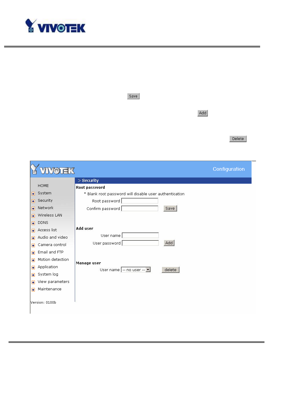 Security settings | Vivotek WIRELESS PAN/TILT PT7137 User Manual | Page 31 / 79