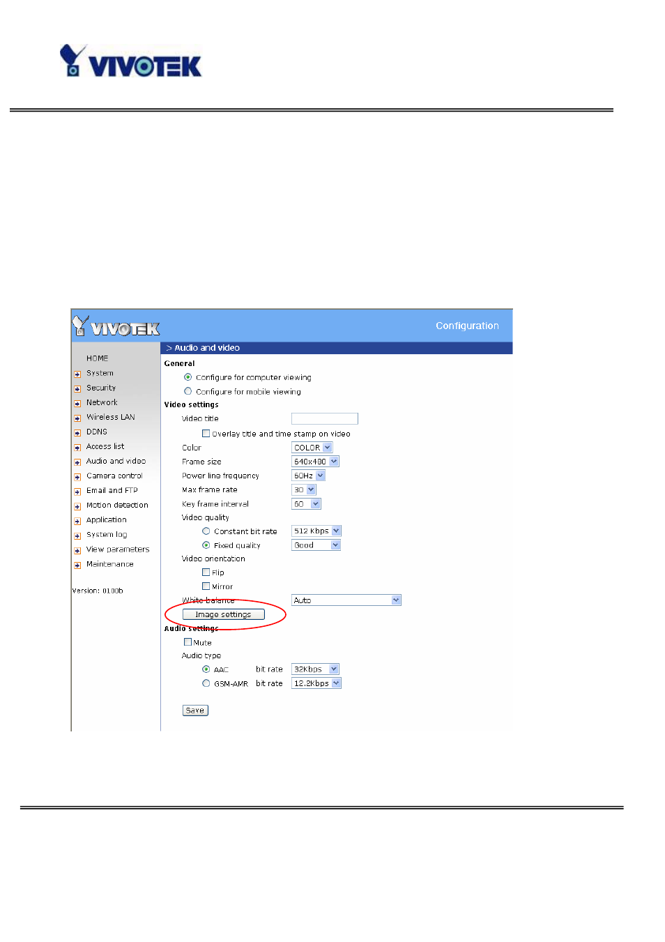 Audio settings | Vivotek WIRELESS PAN/TILT PT7137 User Manual | Page 41 / 79