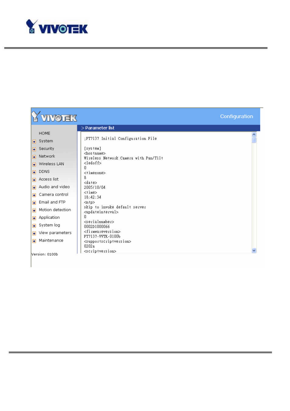 Viewing system parameters | Vivotek WIRELESS PAN/TILT PT7137 User Manual | Page 52 / 79