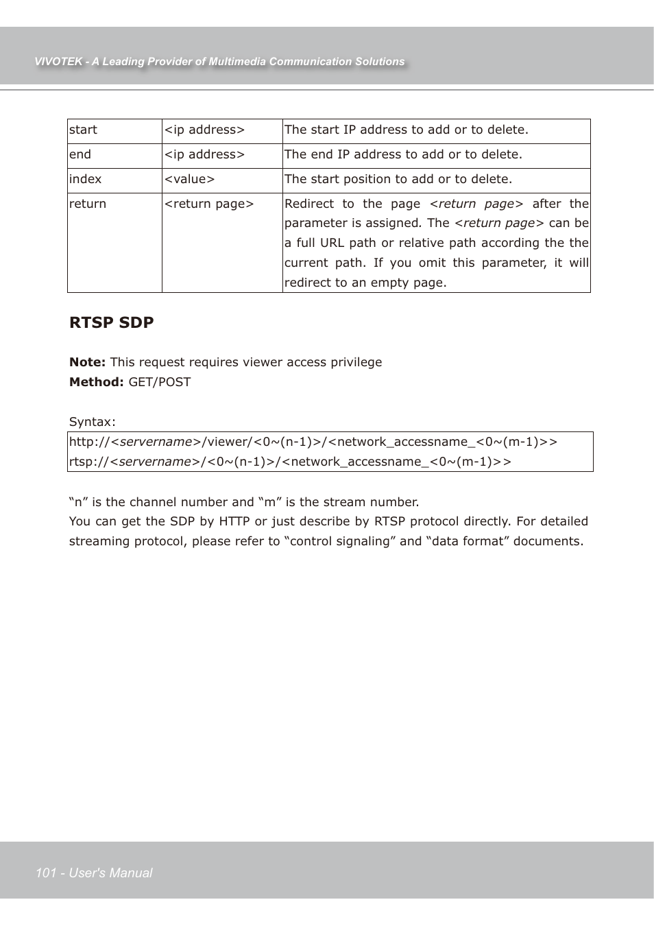 Rtsp sdp | Vivotek IP7138 User Manual | Page 102 / 105