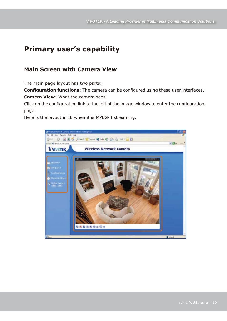 Primary user’s capability | Vivotek IP7138 User Manual | Page 13 / 105