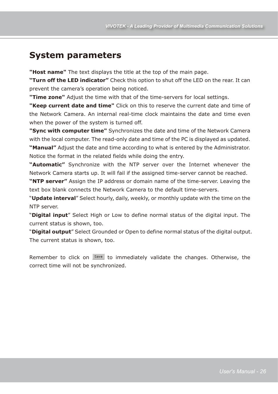 System parameters | Vivotek IP7138 User Manual | Page 27 / 105