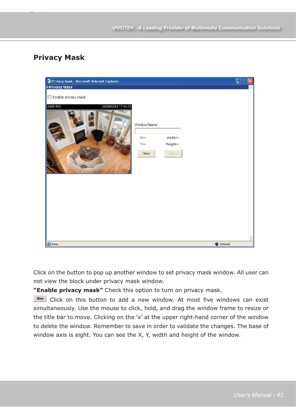 Privacy mask | Vivotek IP7138 User Manual | Page 43 / 105
