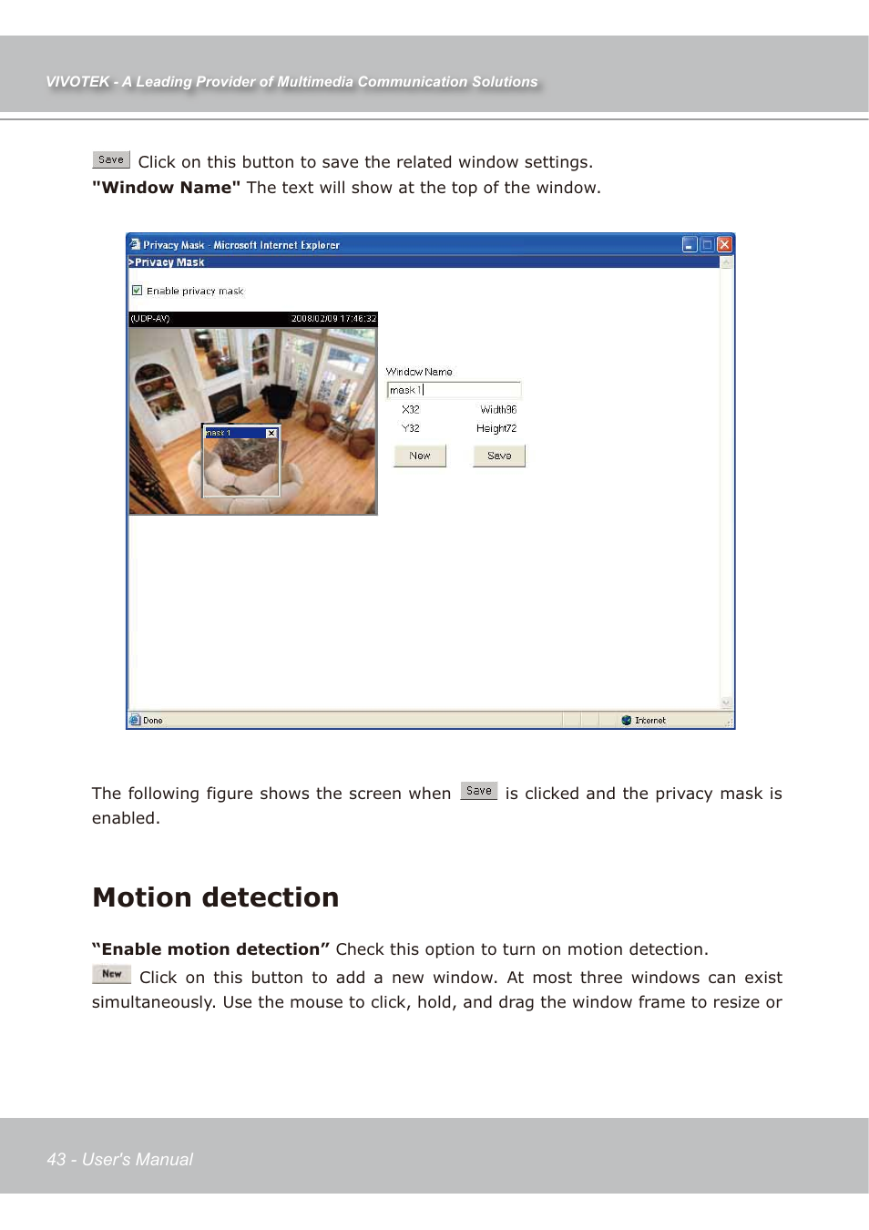 Motion detection | Vivotek IP7138 User Manual | Page 44 / 105