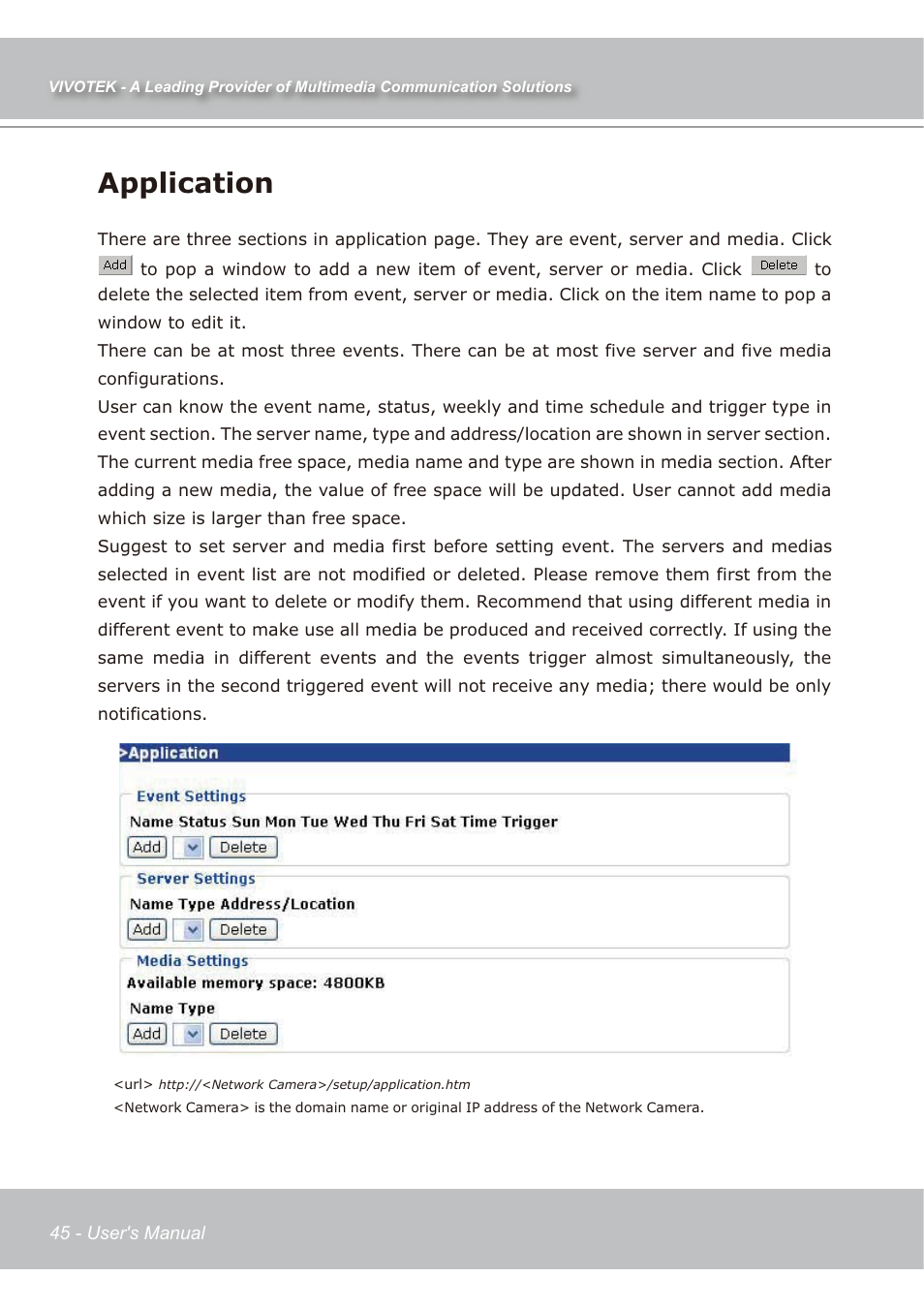 Application | Vivotek IP7138 User Manual | Page 46 / 105
