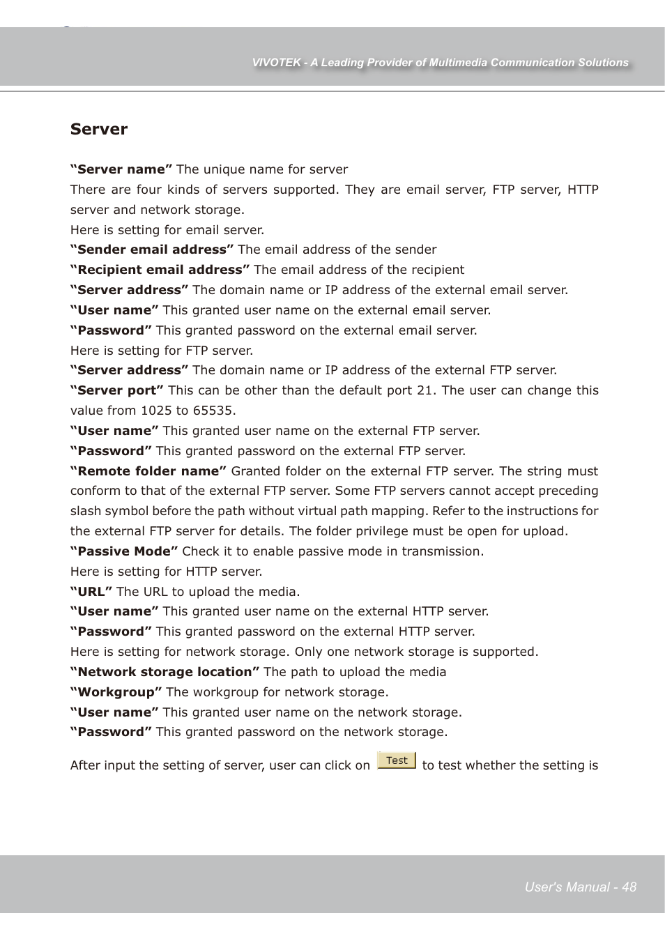 Server | Vivotek IP7138 User Manual | Page 49 / 105