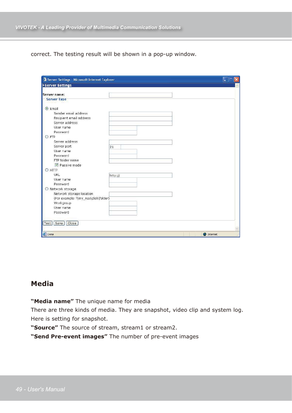 Media | Vivotek IP7138 User Manual | Page 50 / 105