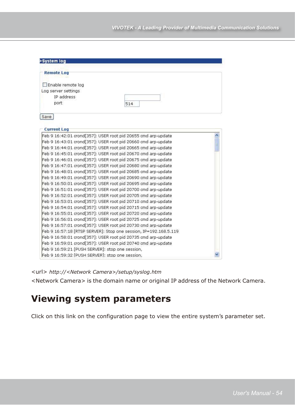 Viewing system parameters | Vivotek IP7138 User Manual | Page 55 / 105