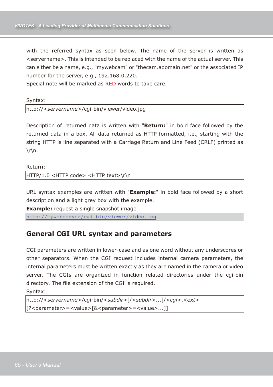 General cgi url syntax and parameters | Vivotek IP7138 User Manual | Page 66 / 105