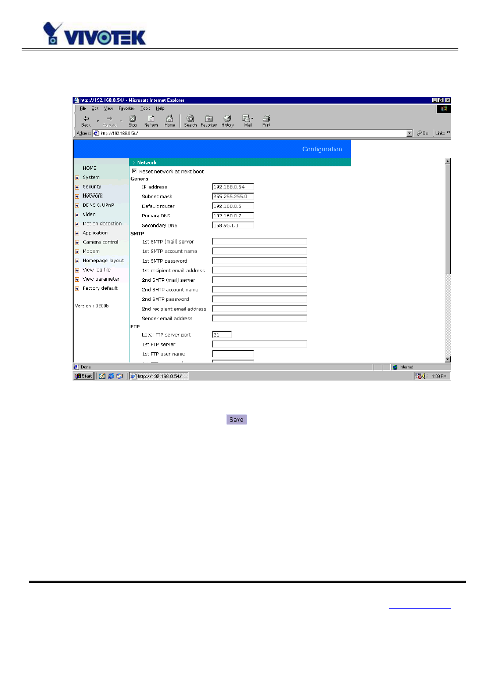 Network settings | Vivotek VS3102 User Manual | Page 41 / 83