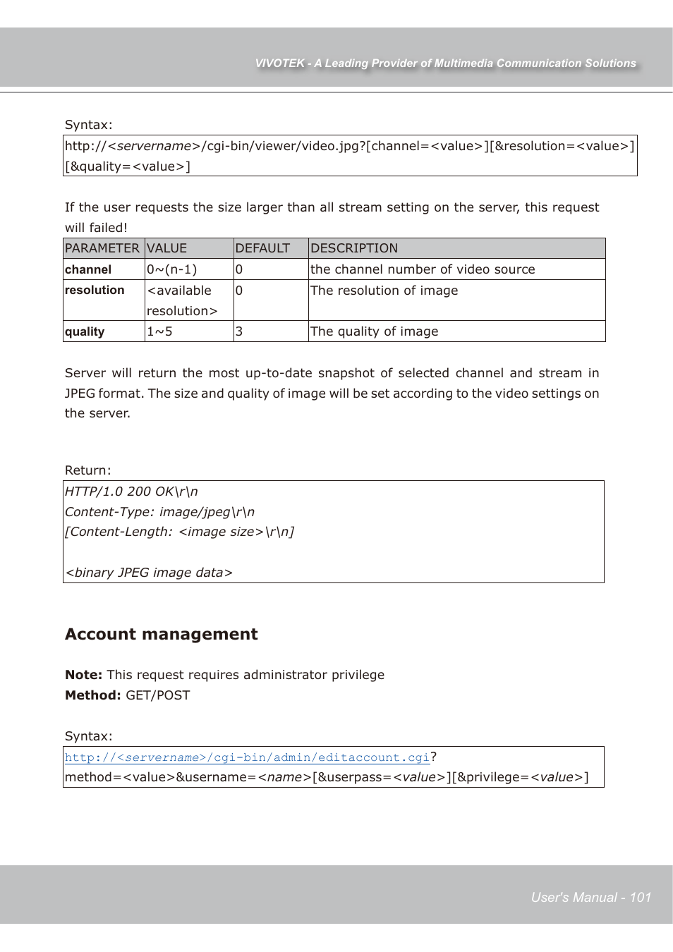 Account management | Vivotek IP7139 User Manual | Page 102 / 109
