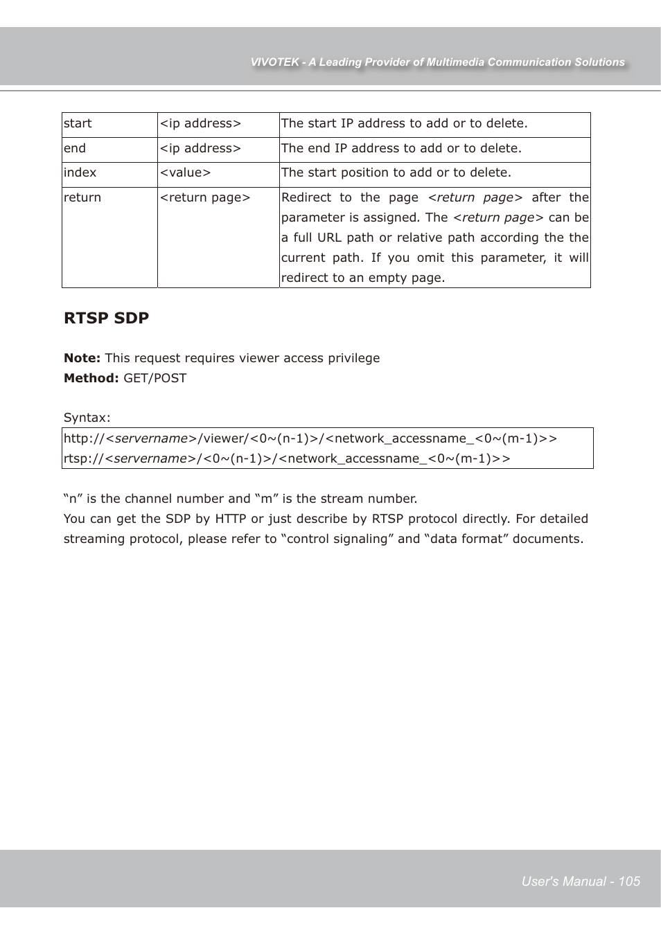 Rtsp sdp | Vivotek IP7139 User Manual | Page 106 / 109