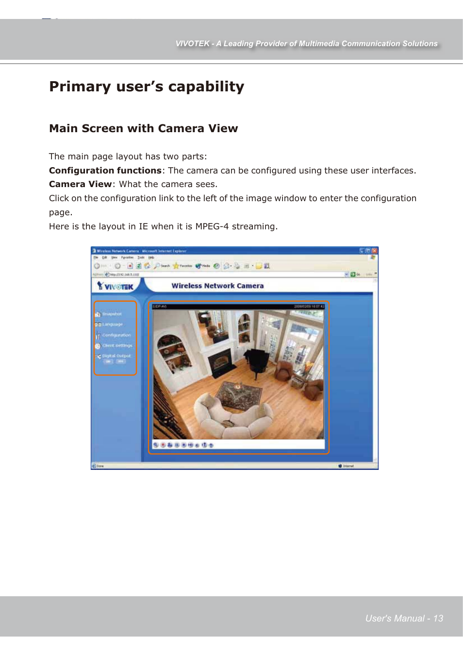 Primary user’s capability | Vivotek IP7139 User Manual | Page 14 / 109