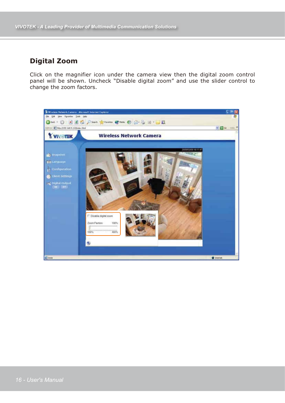 Digital zoom | Vivotek IP7139 User Manual | Page 17 / 109