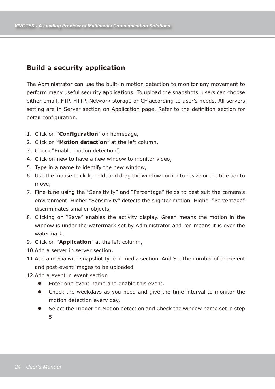 Build a security application | Vivotek IP7139 User Manual | Page 25 / 109