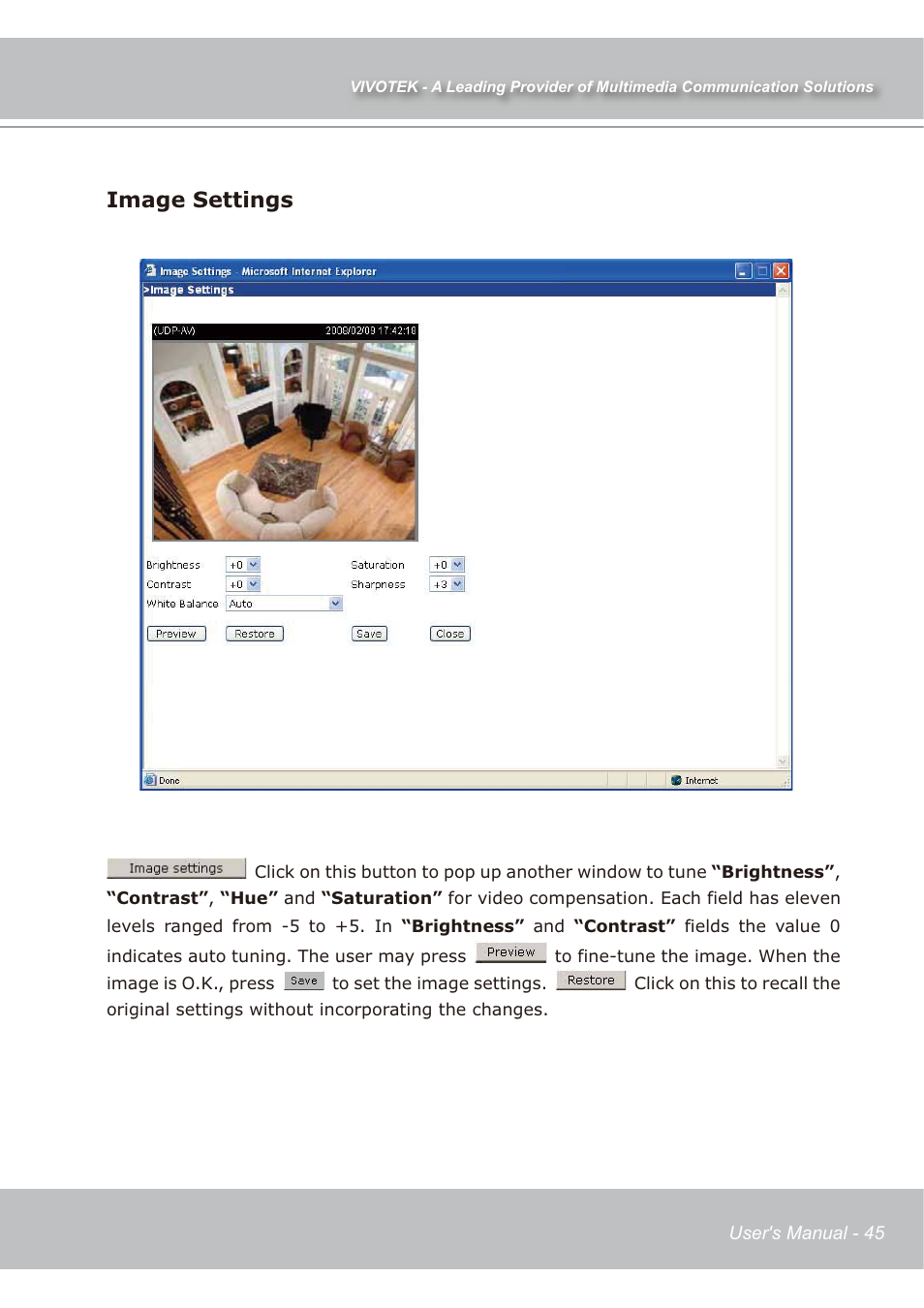 Image settings | Vivotek IP7139 User Manual | Page 46 / 109