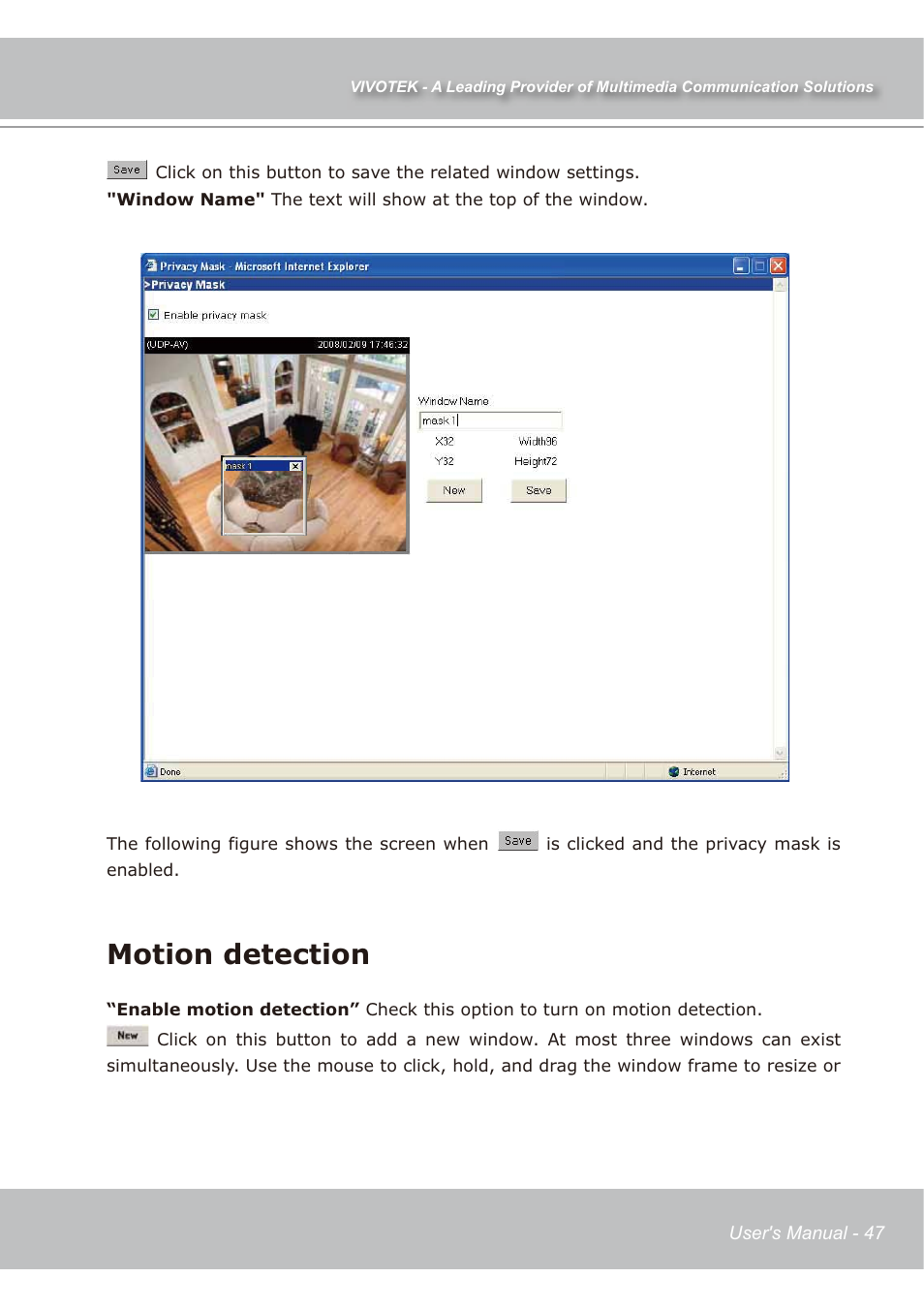 Motion detection | Vivotek IP7139 User Manual | Page 48 / 109