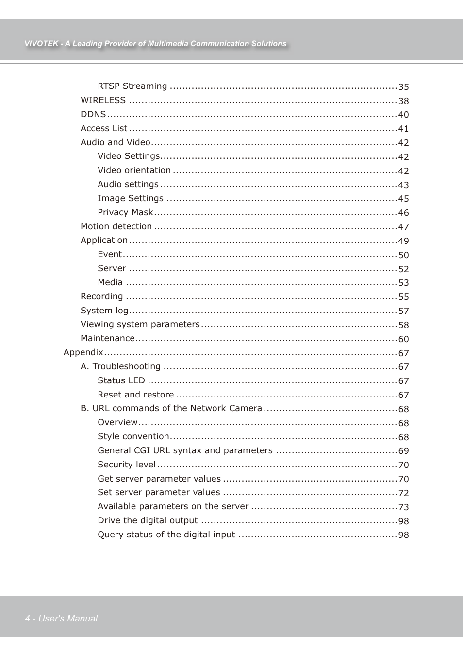 Vivotek IP7139 User Manual | Page 5 / 109