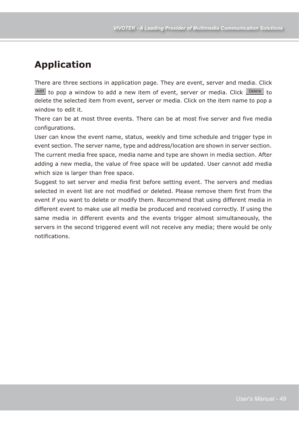 Application | Vivotek IP7139 User Manual | Page 50 / 109