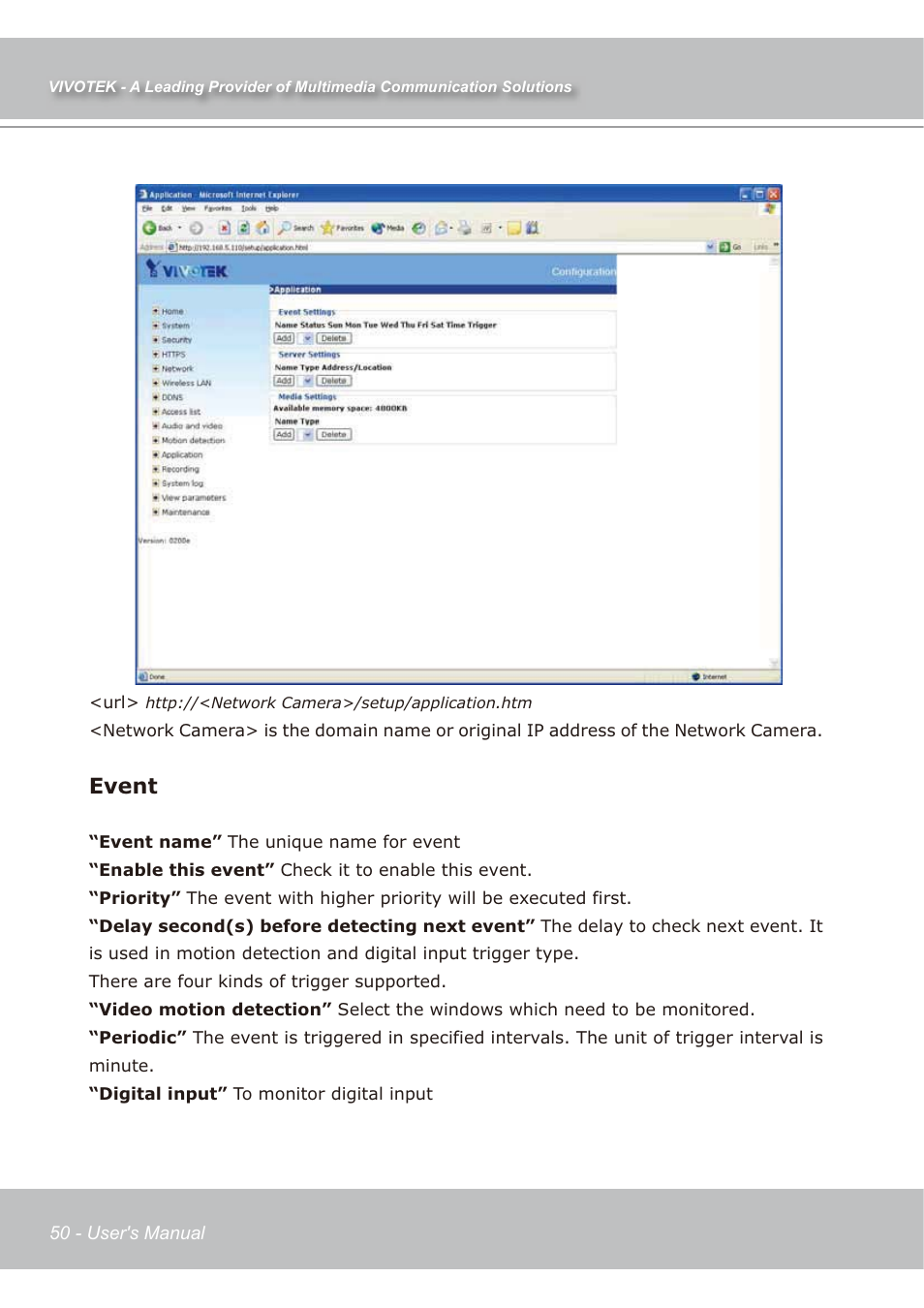 Event | Vivotek IP7139 User Manual | Page 51 / 109