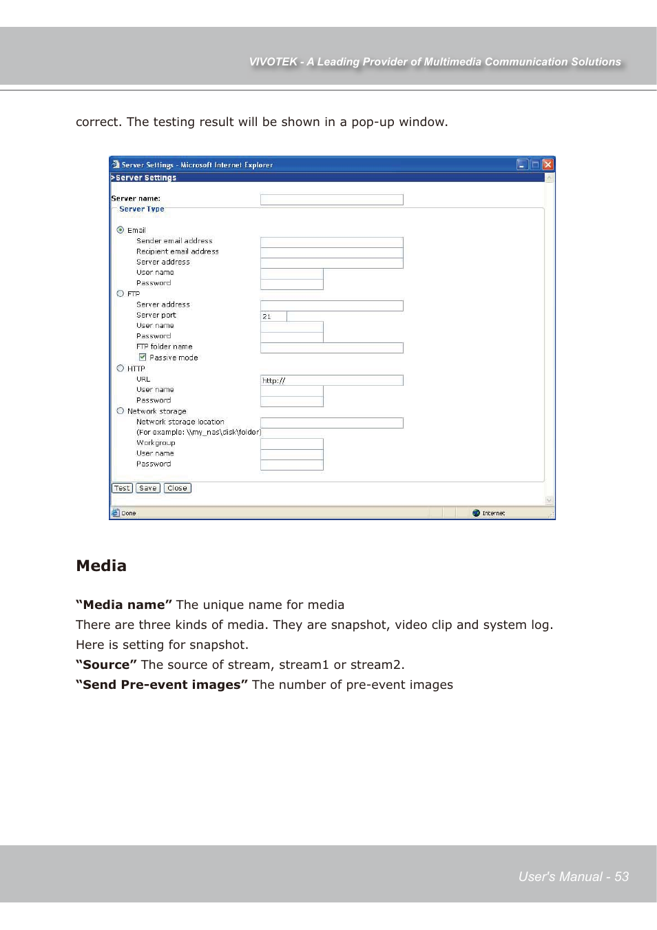 Media | Vivotek IP7139 User Manual | Page 54 / 109