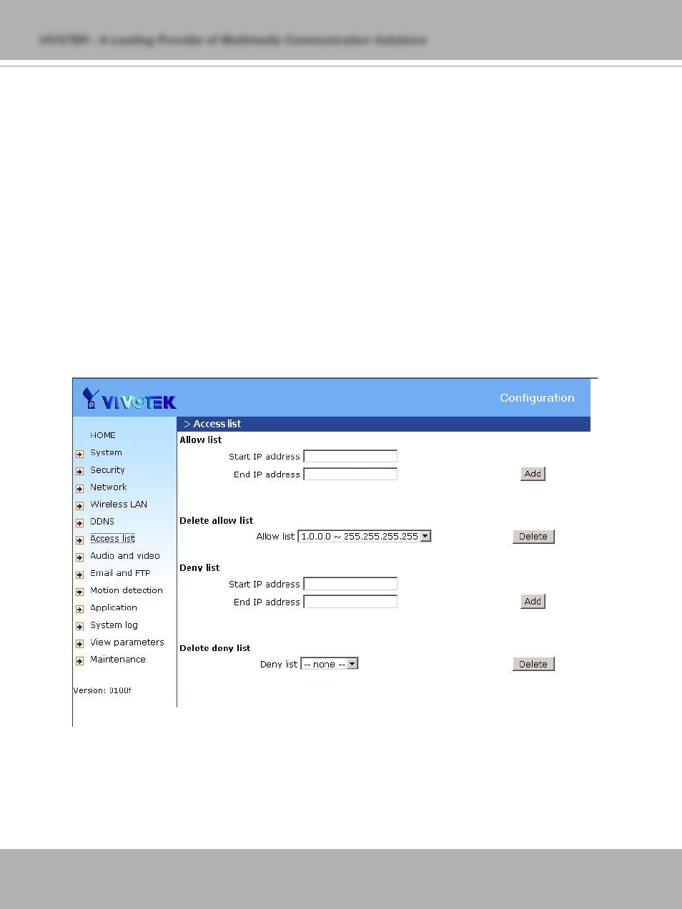 Access list | Vivotek IP7137 User Manual | Page 34 / 72