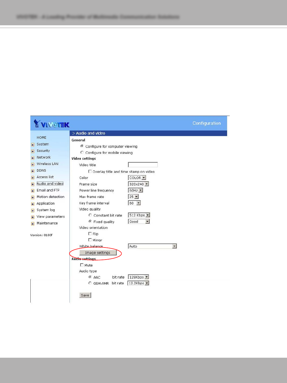 Audio settings | Vivotek IP7137 User Manual | Page 36 / 72