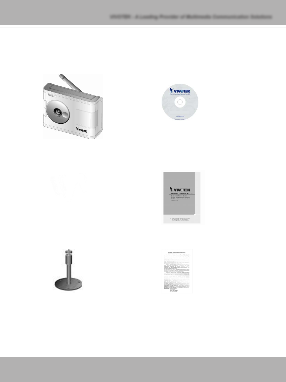 Package contents | Vivotek IP7137 User Manual | Page 7 / 72