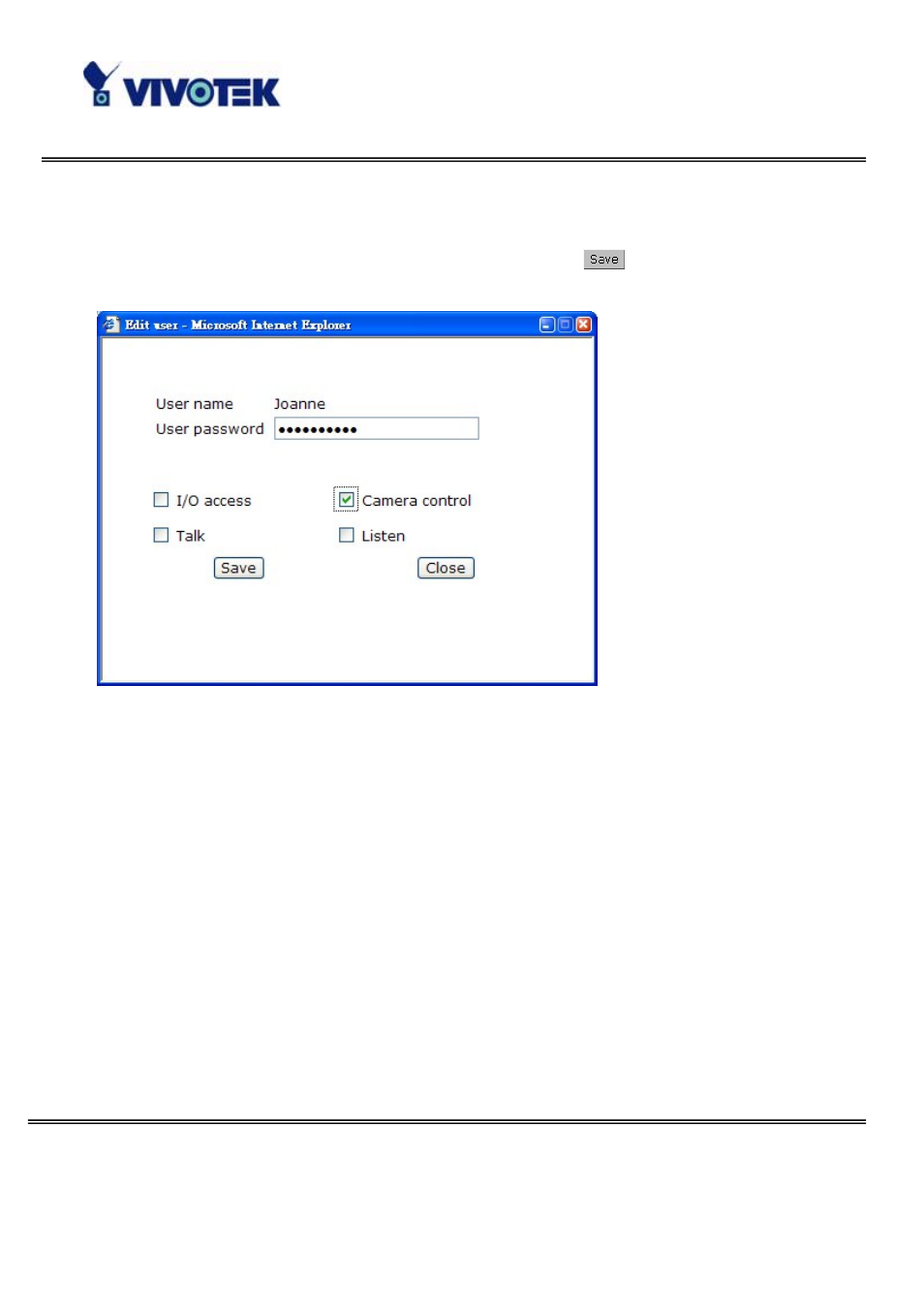 Edit user | Vivotek PZ6122 User Manual | Page 38 / 93