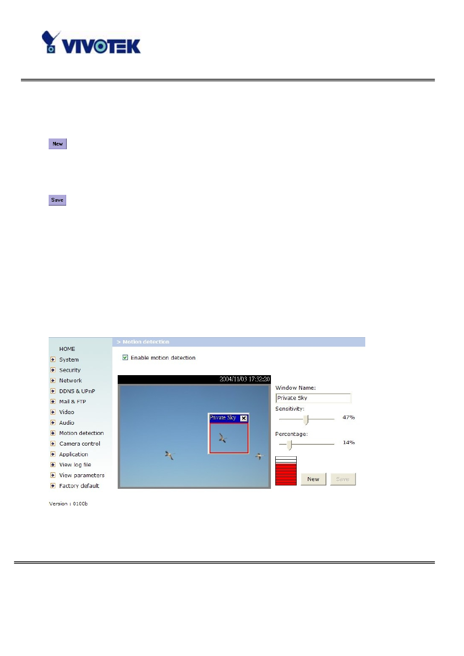 Motion detection | Vivotek PZ6122 User Manual | Page 54 / 93