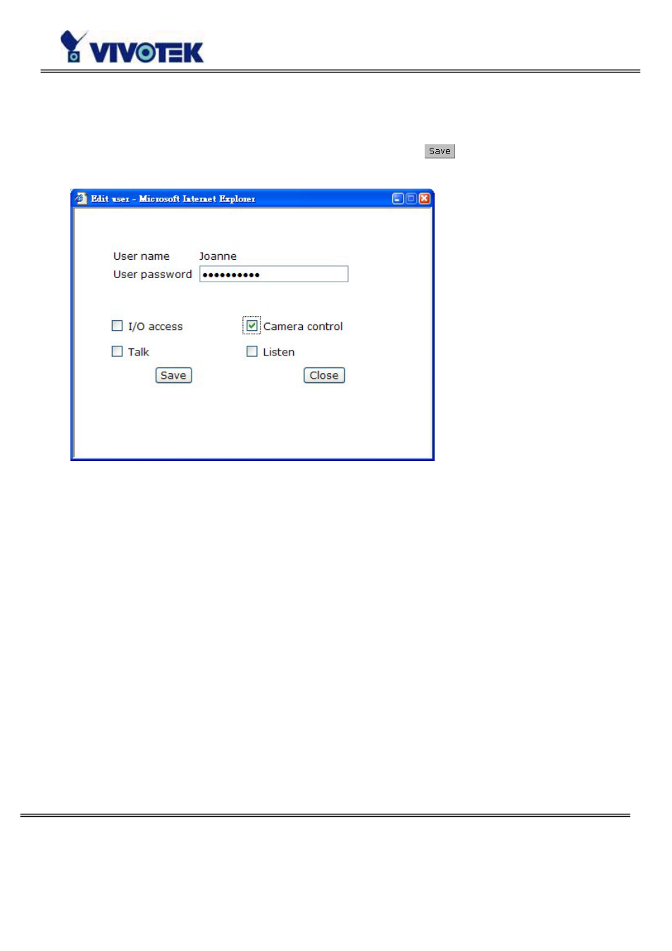 Edit user | Vivotek PZ6114/PZ6124 User Manual | Page 36 / 95