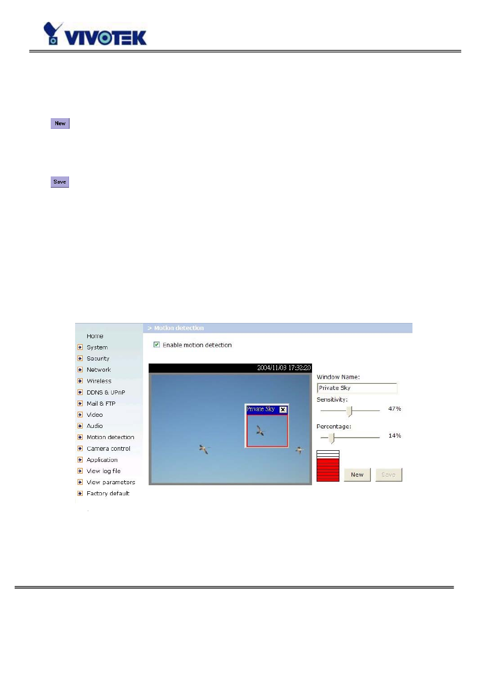 Motion detection | Vivotek PZ6114/PZ6124 User Manual | Page 54 / 95