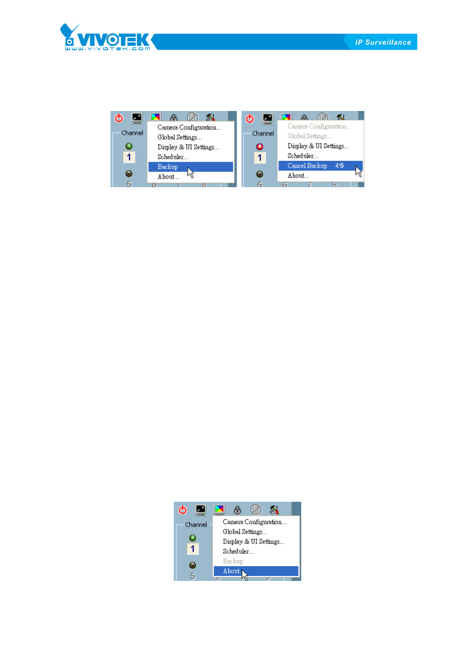 Backup, About | Vivotek ST3402 User Manual | Page 54 / 88