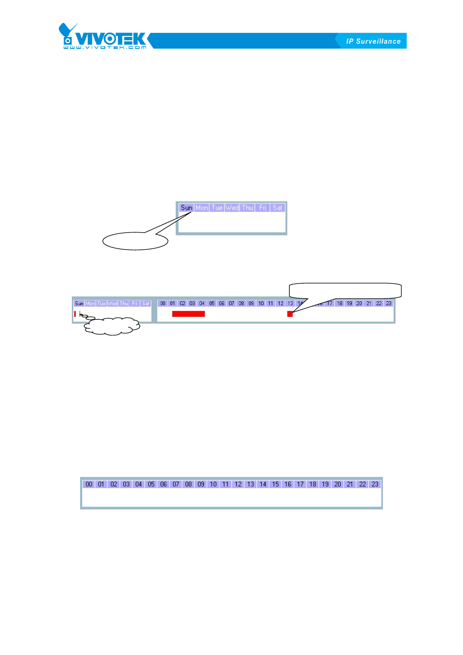 Week time-line, Marking/unmarking the recoding time, Hour time-line | Vivotek ST3402 User Manual | Page 63 / 88