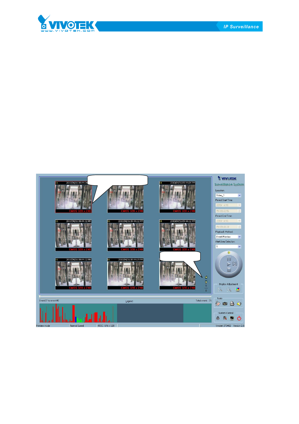 Histogram area, Control area, Status area | Vivotek ST3402 User Manual | Page 72 / 88