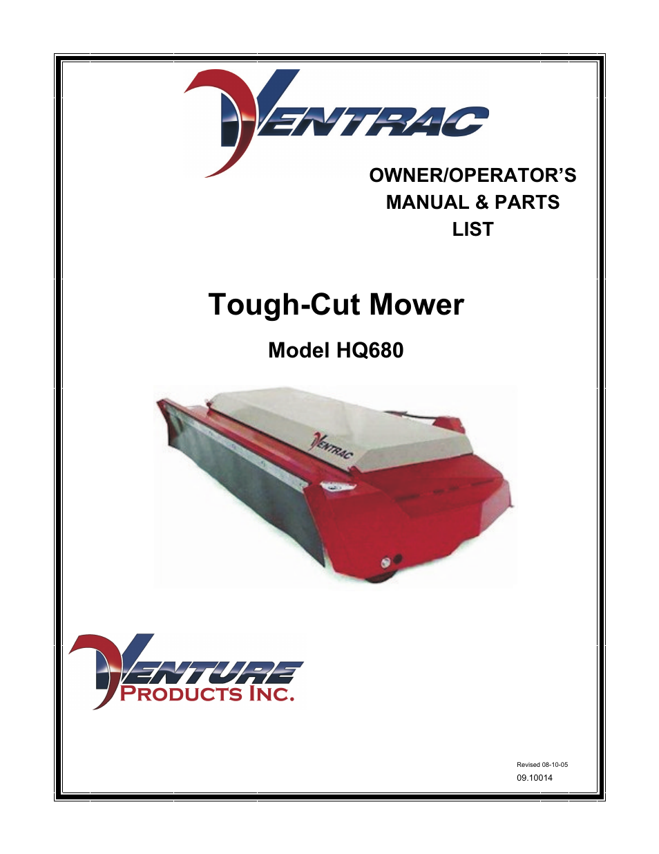 Venture Products Ventrac HQ680 User Manual | 30 pages