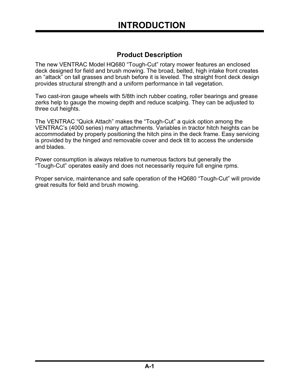 Introduction | Venture Products Ventrac HQ680 User Manual | Page 4 / 30
