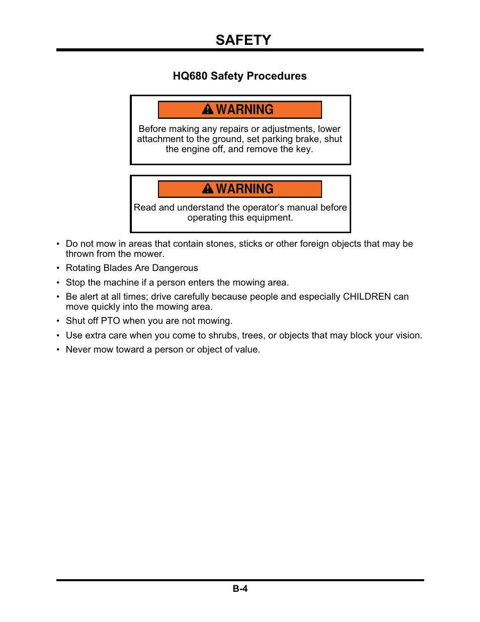 Safety | Venture Products Ventrac HQ680 User Manual | Page 9 / 30