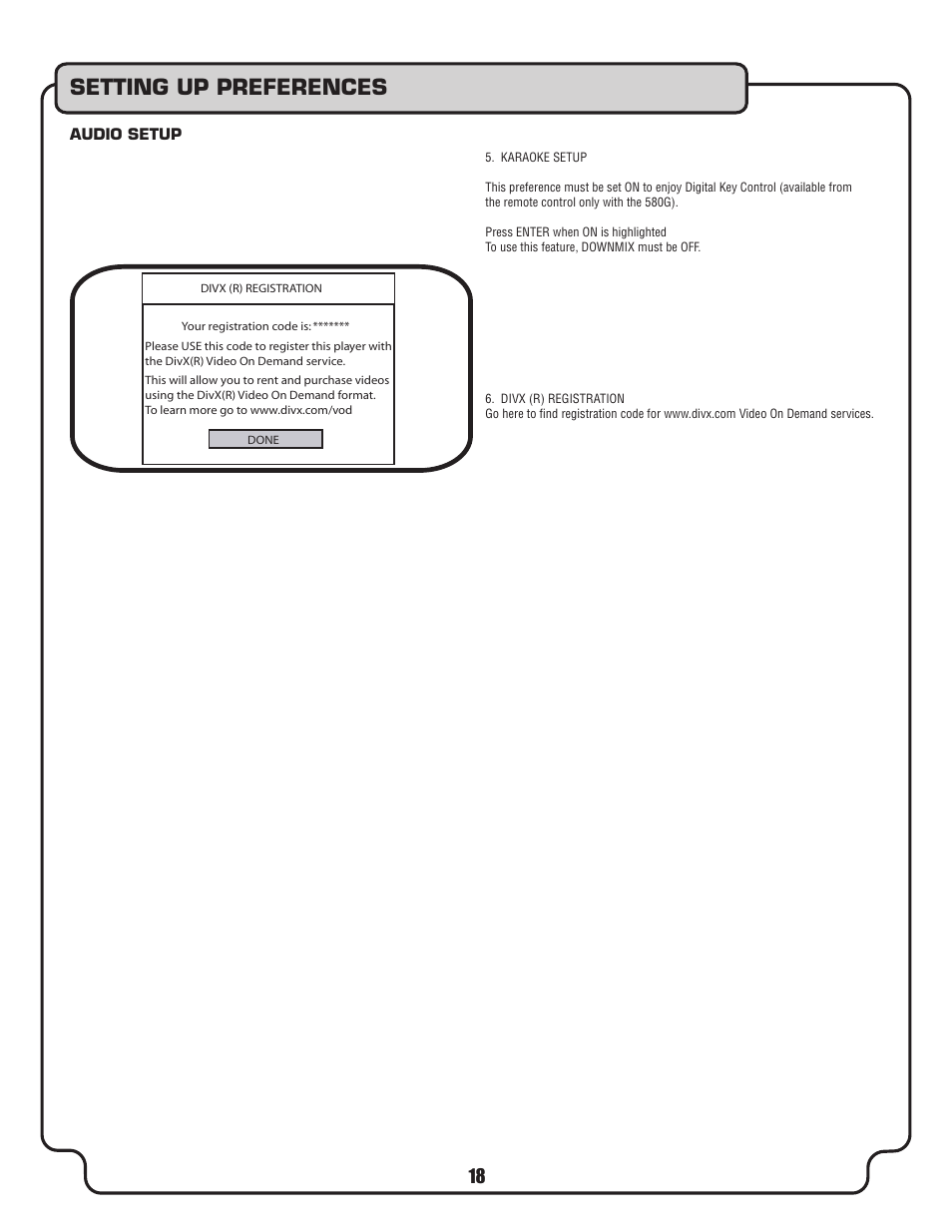 Setting up preferences | VocoPro DVX-680K User Manual | Page 18 / 27