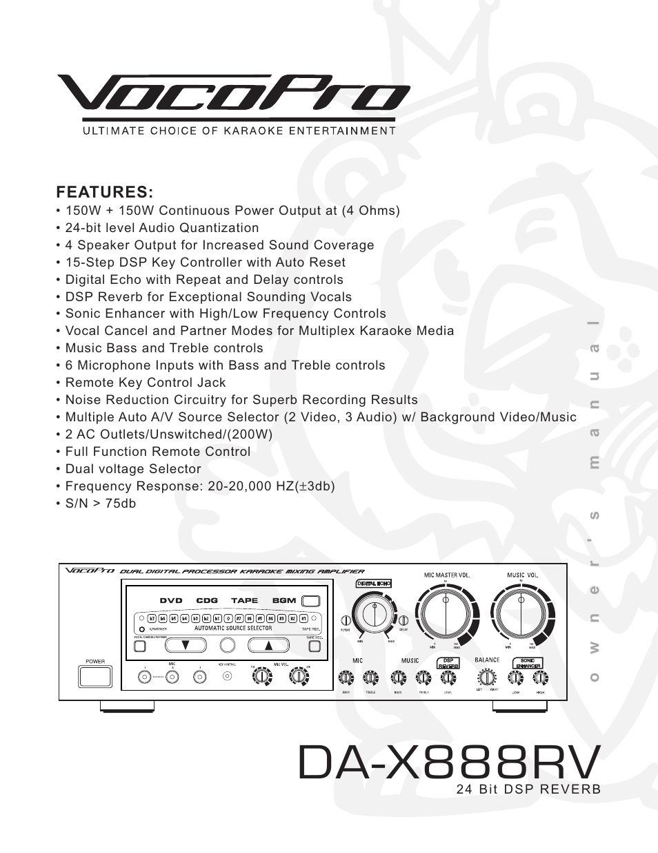 VocoPro DA-X888RV24 User Manual | 19 pages