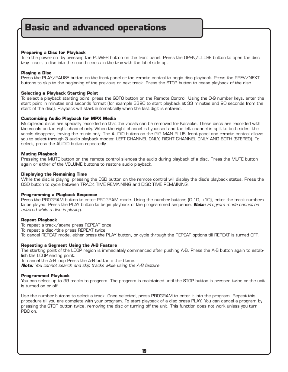Basic and advanced operations | VocoPro Voco user guide portable speaker User Manual | Page 20 / 29